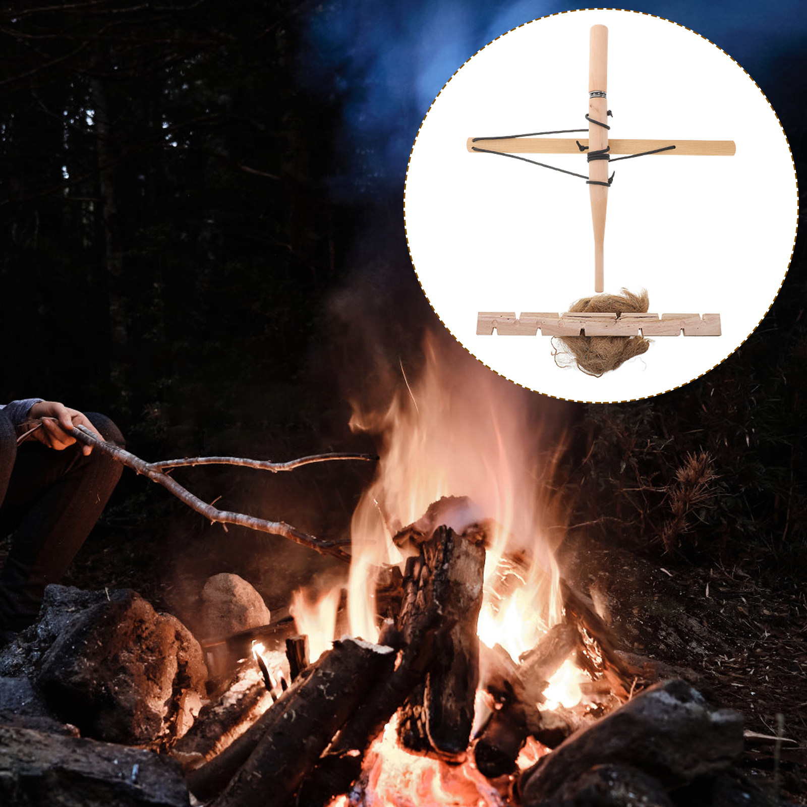 Outdoor Camping Toys - Acendedores de Fogo Primitivos, Broca de