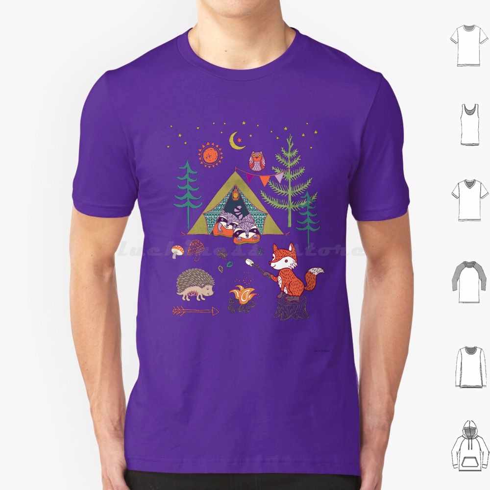 Outdoor Camping For Kids - Camiseta de Acampamento com Animais da