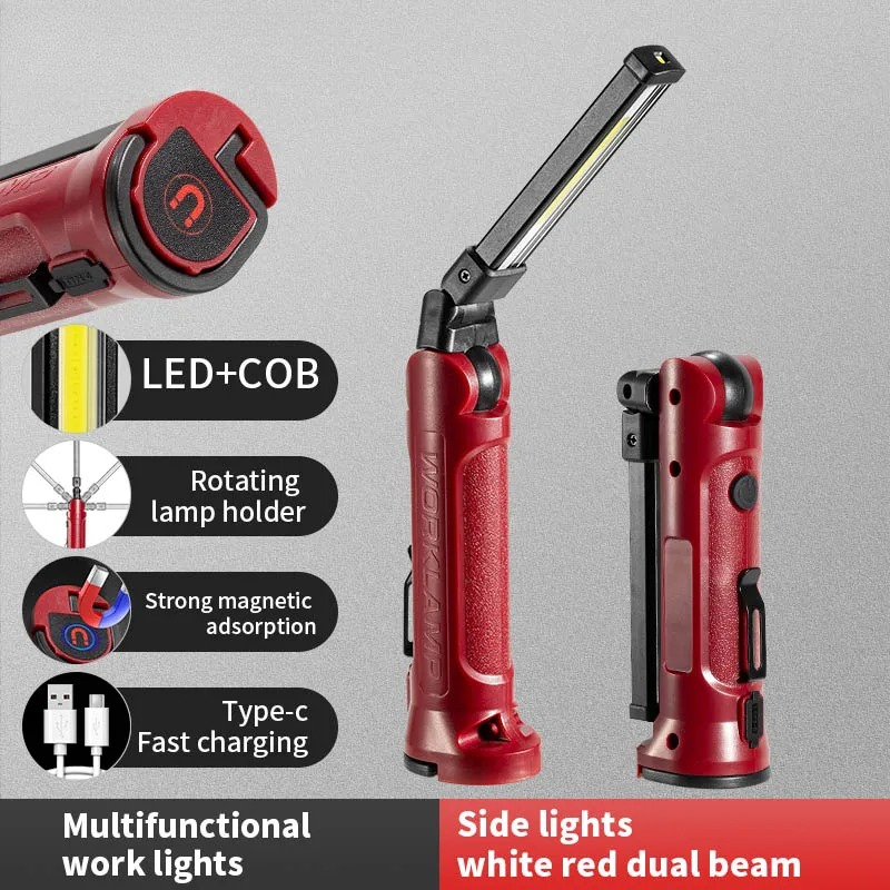 Outdoor Camping Lamp - Lanterna de Trabalho LED COB Recarregável,