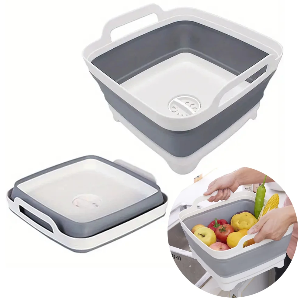 Outdoor Camping Kitchen With Sink - 1 Peça Bacia Quadrada Dobrável Portátil