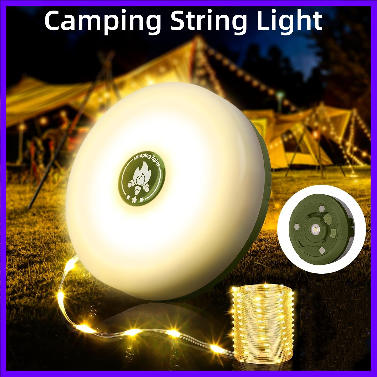 Outdoor Camping Lights String - Luzes de Cordão LED para Exterior
