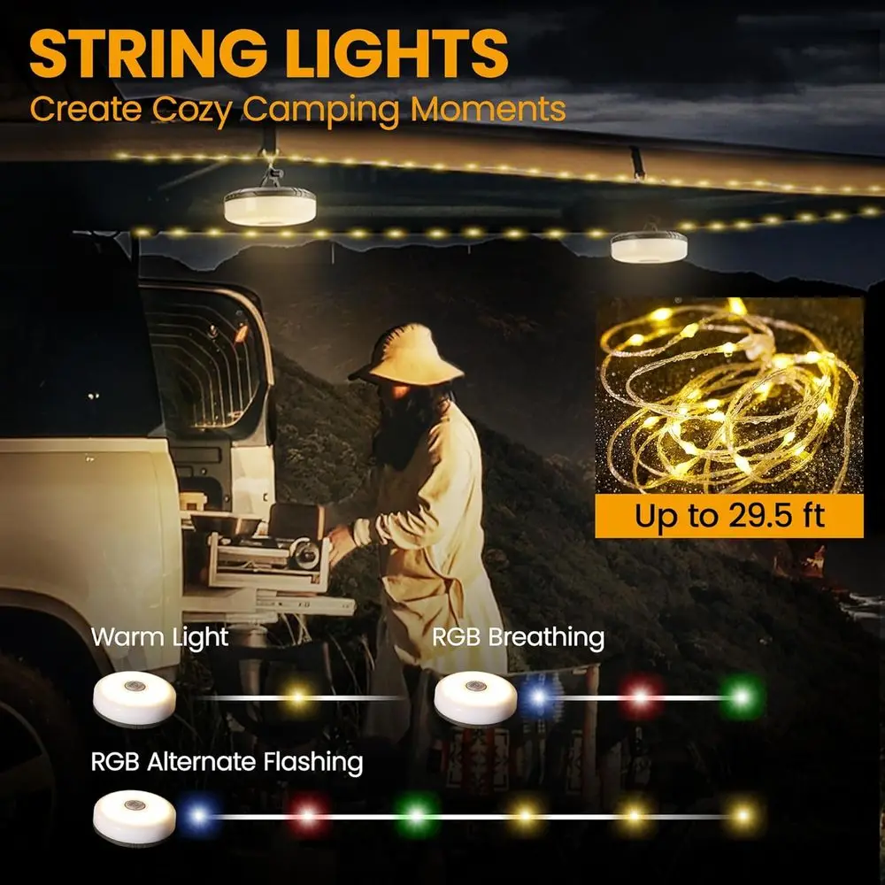 Luzes de Cordão Recarregáveis  - Outdoor Camping Lights String avaliação e preço