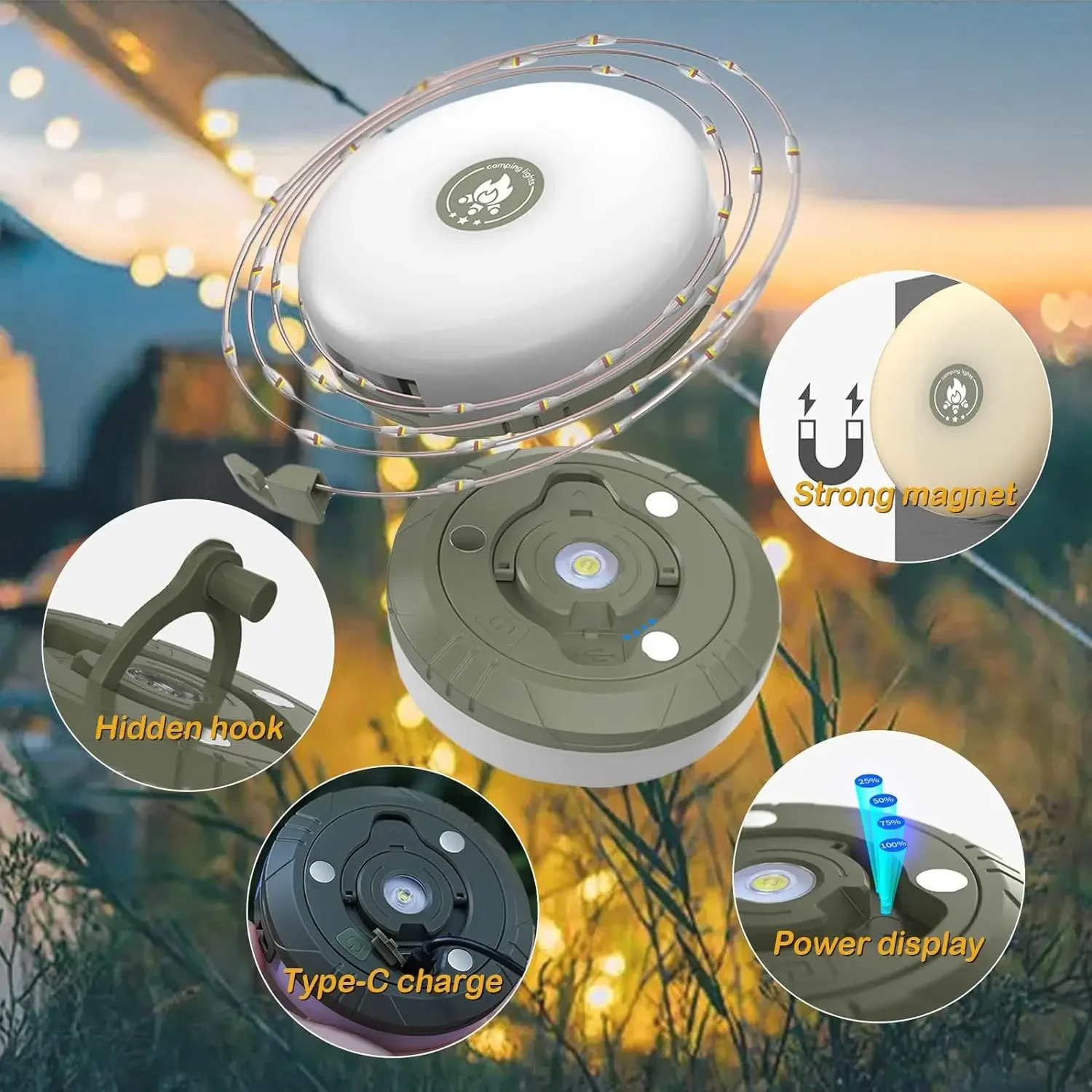 4-em-1 luz de acampamento led  - Outdoor Camping Lights String avaliação e preço